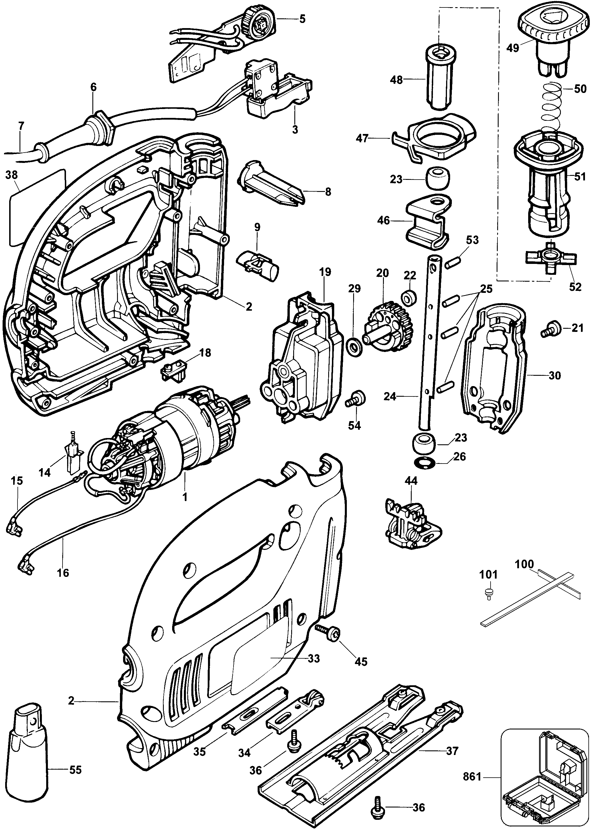 Page A Diagram and Parts List for JS350K 4 Black and Decker Jig Saw